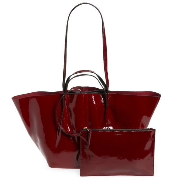 AllSaints Odette East West Liquid Rouge Red Tote Bag NWT - Picture 8 of 11